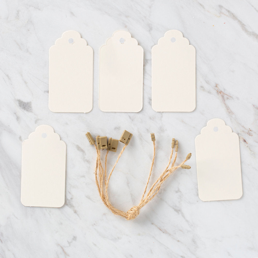 Loren 5'li Krem Etiket ve Klipsli Etiket İpi